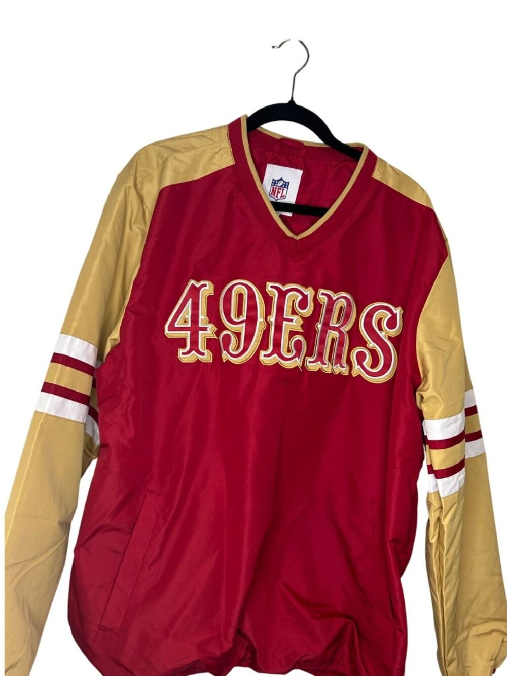 NEW Mens XL San Francisco 49ers NFL Red Gold Pullover Windbreaker Pullover
